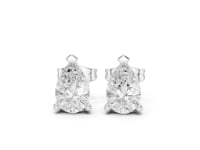 Classic Pear Solitaire Studs - White Gold