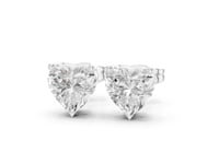 Classic Heart Solitaire Studs - White Gold