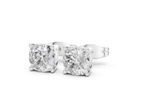 Classic Cushion Solitaire Studs - White Gold