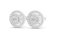 Beaded Double Halo Round Studs - White Gold