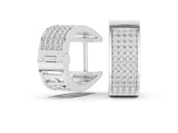 Wide Pave Huggie Hoops - White Gold