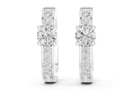 Solitaire and Pave Square Hoops - White Gold