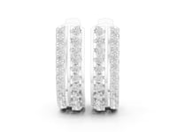 Triple Row Diamond Huggie Hoops - White Gold