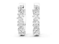 Scattered Baguette Diamond Hoop Earrings - White Gold