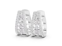 Scatter Panel Diamond Huggie Hoops - White Gold