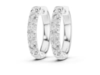 Shared Prong Round Huggie Hoops - White Gold