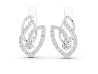 Pave Leaf Twist Earrings - White Gold