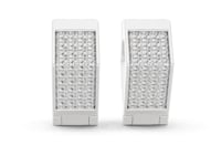 Pave Grid Square Huggie Hoops - White Gold