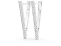 Pave Open Triangle Hoop Earrings - White Gold