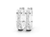 Recessed Channel Dome Huggies - White Gold