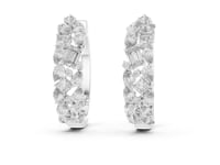 Mixed-Shape Diamond Cluster Hoops - White Gold