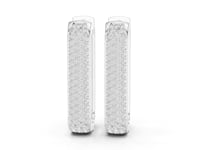 Pave Diamond Paperclip Link Hoops - White Gold
