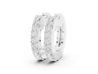 Grooved Pave Dome Huggies - White Gold