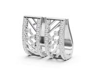 Lattice Diamond Huggie Hoops - White Gold