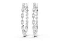 Marquise and Round Alternating Hoops - White Gold