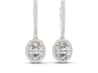 Oval Halo Huggie Drops - White Gold
