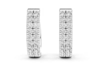 Chunky Double-Row Pave Hoop Earrings - White Gold