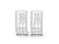 Floating Station Diamond Huggie Hoops - White Gold