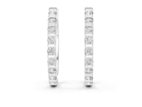Dot and Dash Diamond Hoop Earrings - White Gold