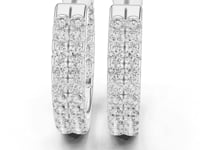 Double-Row Pave Hoop Earrings - White Gold