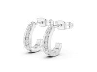 Petite Pave Huggie Hoops - White Gold