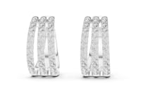 Triple Row Pave Huggie Hoops - White Gold