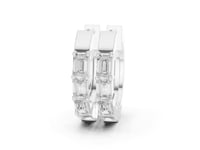Princess-Cut Bar-Set Huggie Hoops - White Gold