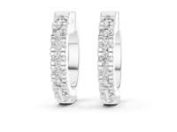 Bold Shared-Prong Diamond Huggie Hoops - White Gold