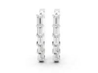 Baguette Bar-Set Hoops - White Gold