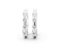 Baguette Bar-Set Huggie Hoops - White Gold