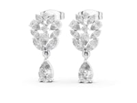 Marquise Cluster Pear Drop Earrings - White Gold