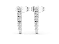 Graduated Round Diamond Hook Climber Studs - White Gold