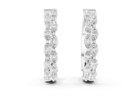 Marquise Diamond Line Hoop Earrings - White Gold