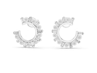 Baguette Ray Crescent Climbers - White Gold
