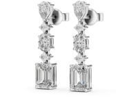 Pear, Oval and Emerald-Cut Station Drops - White Gold