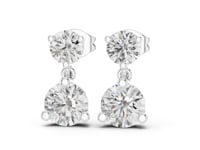 Round Duo Drop Studs - White Gold
