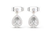 Pear Halo Teardrop Drops - White Gold