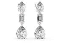 Pear and Emerald Trio Drops - White Gold