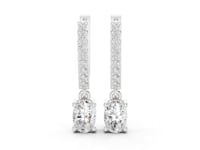 Pave Bar Oval Drops - White Gold