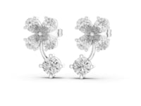 Pear Clover Drop Studs - White Gold