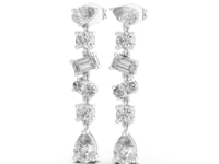 Mixed-Shape Linear Drops - White Gold
