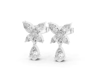 Marquise Butterfly and Pear Drop Studs - White Gold
