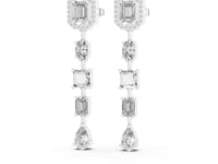 Emerald Halo Mixed-Cut Line Drops - White Gold