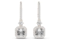Asscher Halo Drops - White Gold