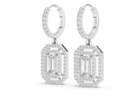 Emerald-Cut Double Halo Drops - White Gold