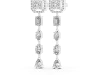 Cushion Halo Mixed-Cut Cascade Drops - White Gold