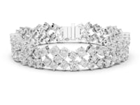 Two-Row Scatter Cluster Tennis Bracelet - White Gold