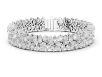 Two-Row Marquise and Pear Cluster Tennis Bracelet - White Gold