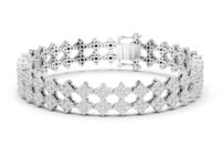 Wide Lattice Cluster Tennis Bracelet - White Gold