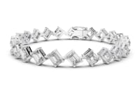 Staggered Emerald and Radiant Tennis Bracelet - White Gold